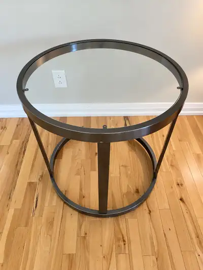Modern Round Glass & Metal Side Table, View more