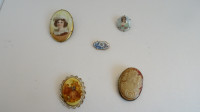 VTG / Antique Mourning  / Cameo and Other Brooches / Necklace