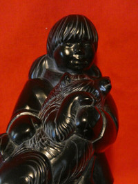 Inuit Girl with her dog by Boma Made in Canada