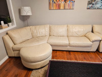 Leather couch, footon and chair set