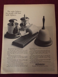 1967 Ronson Table Lighters Original Ad