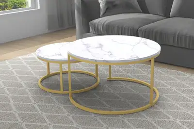 Modern Marble Coffee Table Set – Elegant, Space-Saving Nesting Tables Upgrade your living space with...