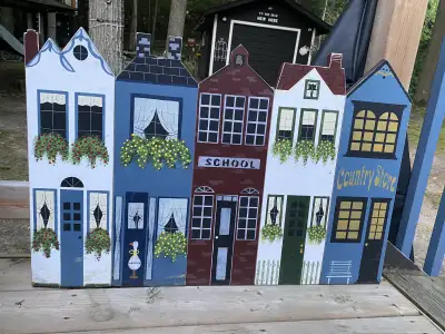 Folk art wooden screen divider, View more