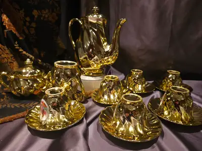 mid 20 centry japanese gold plated tea set, View more