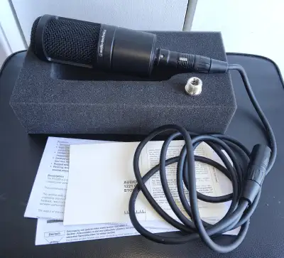 Audio Technica AT2020 microphone with XLR cable, View more