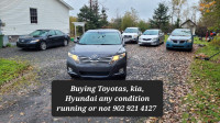 Buying Toyotas, Kia, Hyundai any shape, running or broke, etc