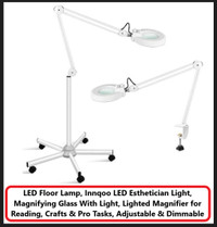 (NEW) LED Floor Lamp Esthetician Light Magnifying Glass & Wheels