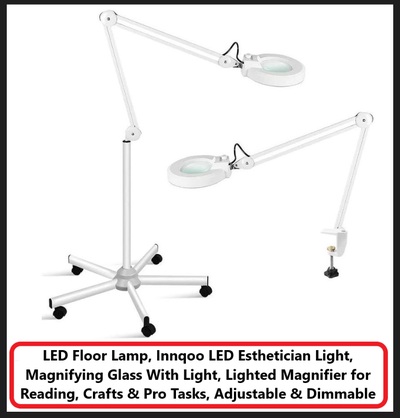 (NEW) LED Floor Lamp Esthetician Light Magnifying Glass & Wheels, View more