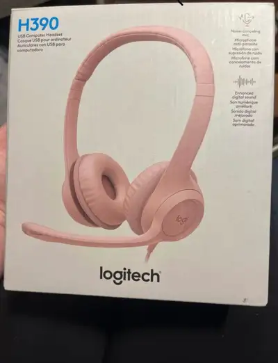 I'm selling a Logitech H390 USB computer headset in pink! This headset features noise-cancelling mic...