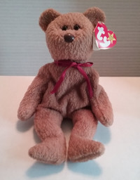 Beanie Baby "Curly" Brown Bear (1996 Birthday)