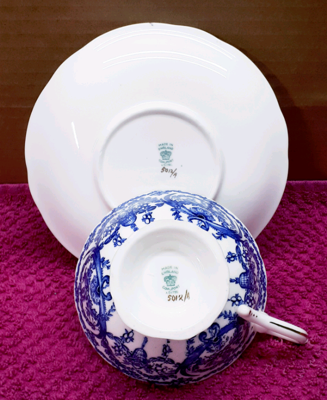 Vintage CoalPort Cup and Saucer in White and Blue in Arts & Collectibles in Leamington - Image 6