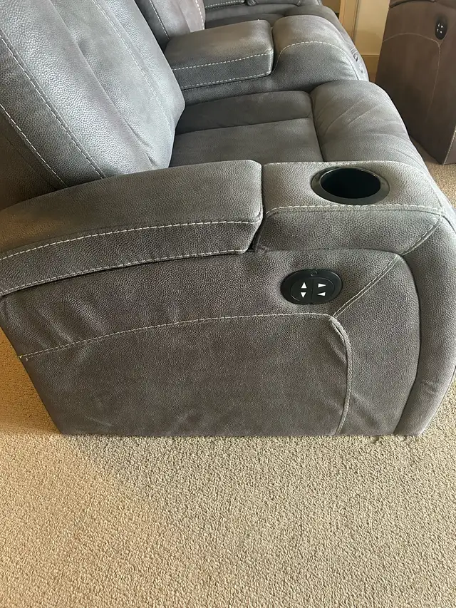 Three Piece Faux Suede Power Reclining Sofa Set in Couches & Futons in Red Deer - Image 7