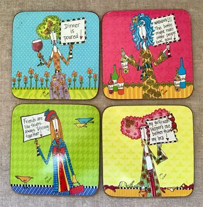 3 Glass Pottery Barn -$3 For All 4 Lady Coasters-$3 For All Avenue and Wilson or York Mills Subway....