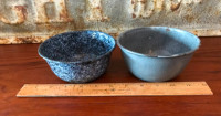 Two Vintage Granite Ware Enamel Ware Three Cup Bowls