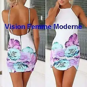 Robe moulante Short Mini Sexy Floral sangle., View more