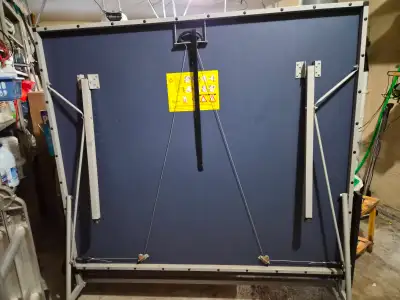 Table tennis table with net and paddle, View more