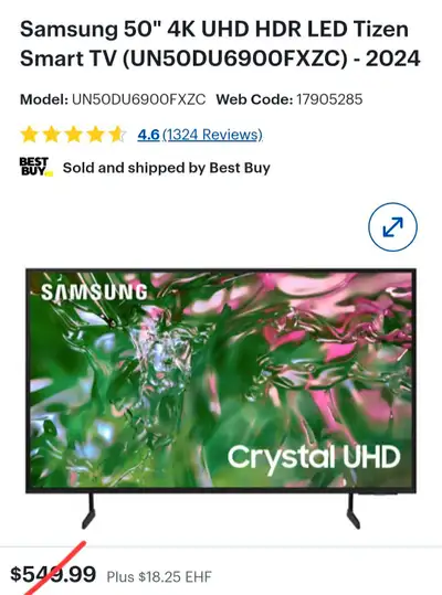 These are new open box Samsung 43" 50" & 55" 4k Crystal UHD smart tv's MODEL and PRICE 43DU6900 (202...