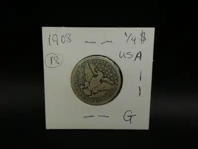 The 1908 United States quarter dollar coin is part of the Barber series, named after its designer, C...