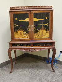 Vintage Victorian-style cabinet with pierced gallery and 2 doors