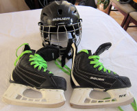 BAUER SKATES AND HELMET FOR KIDS BOY 5 TO 8 YRS OLD