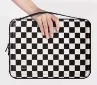 Japanese black and white checkered laptop bag