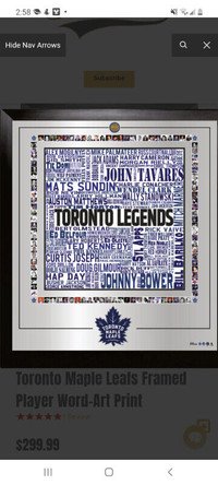 New in box, Toronto Maple Leafs Framed Player Word-Art Print