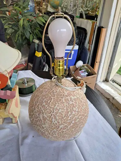 VINTAGE MID CENTURY MODERN SPHERE TABLE LAMP Crackle Glaze, View more