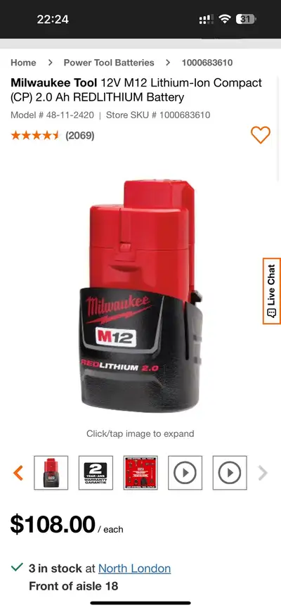 Milwaukee M12 battery , View more