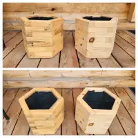 2 homemade solid flower pots