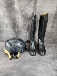Pair Of AIGLE Riding Boots with Tipperary Helmet