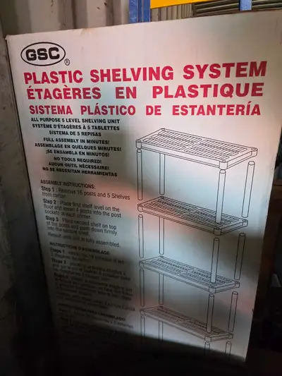 This GSC plastic shelving system is a 5-level unit, perfect for organizing any space with easy, tool...