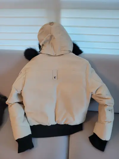 Women’s Moose Knuckles Bomber Jacket – Cream w/ Black Fur – Size, View more