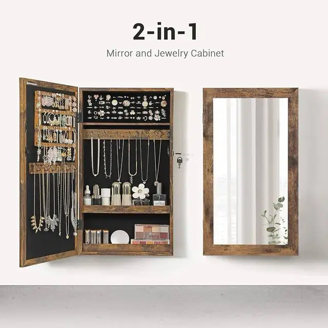 Lockable Jewelry Cabinet Armoire with Mirror, Wall-Mounted Space in Home Décor & Accents in Markham / York Region - Image 10