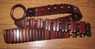 Vintage Wooden Belt Articulated Links Boho Mod Retro MCM 30"-36", View more