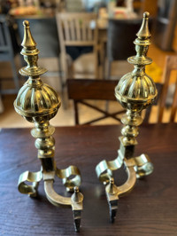 Brass Fireplace Andirons - Antique 