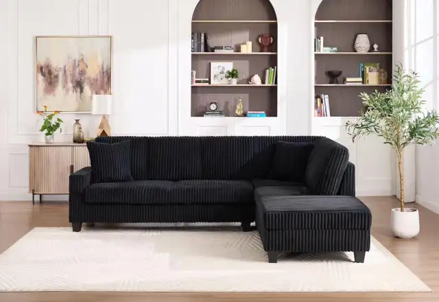 Corduroy Sectional Sofa in Couches & Futons in Vancouver - Image 3