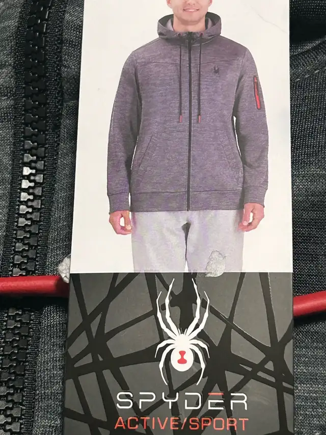 Brand New Spyder Active Men’s Hooded Full Zip Jacket - Grey in Men's in Calgary - Image 9