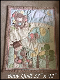 Baby Quilt for Crib or Floor Time 33inx 42in $25