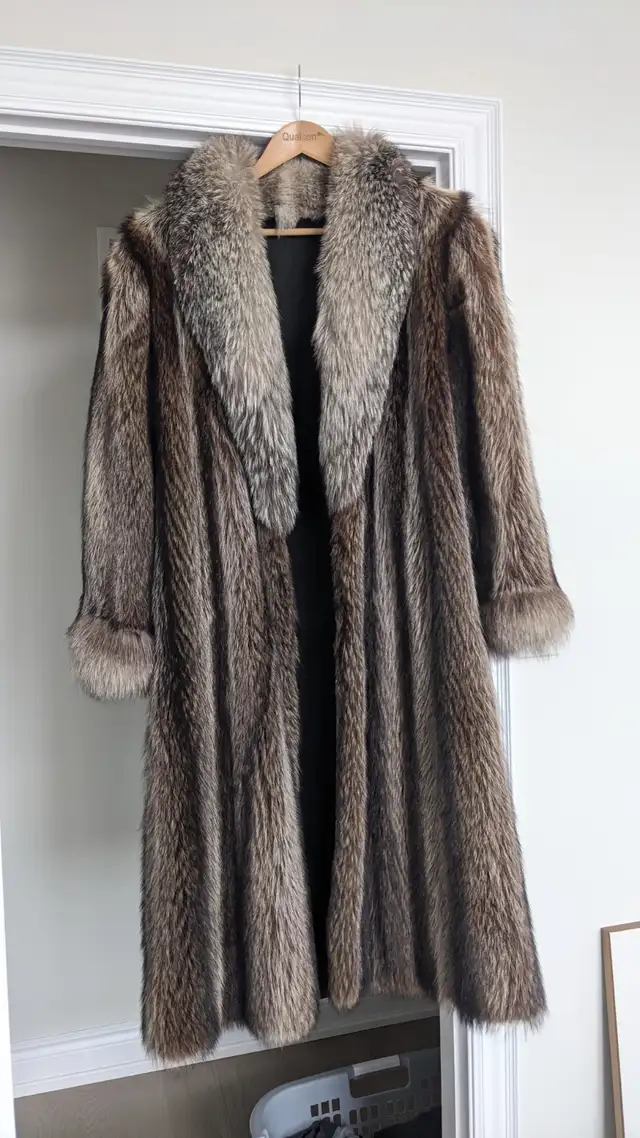 Beautiful Full-Length Raccoon Fur Coat with Fox Trim in Women's - Tops & Outerwear in Markham / York Region - Image 5
