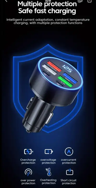 Car Charger With QC3.0 Fast Charging,, View more