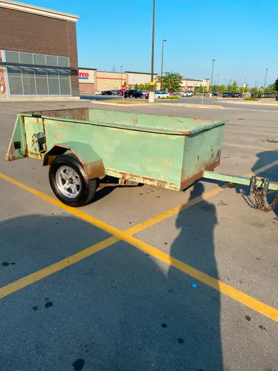 Steel 4 1/2 x 8 utility trailer new coupler wiring lights steel rims, and tires. Aluminum rims, not...