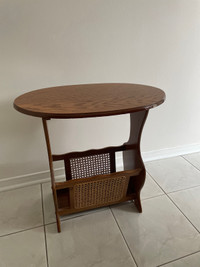 Wooden End Table with Magazine Holder