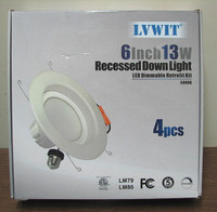 LVWTT Recessed Down LED Light 6" 13 W 120 V AC 4 Pack