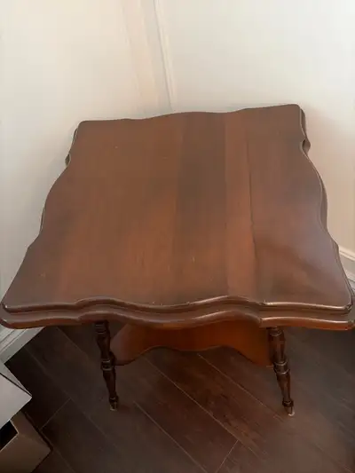vintage scalloped wood side table, View more