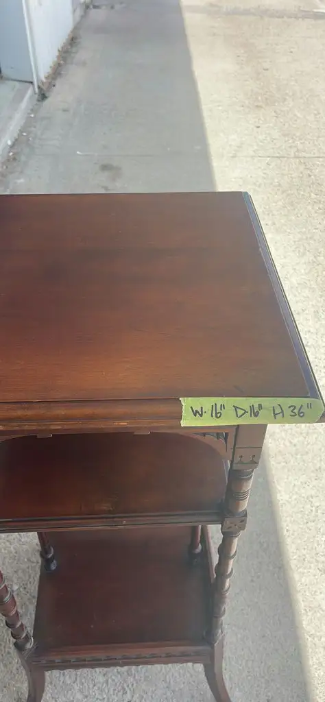 Vintage Wooden Accent Side Table with Shelves - BidRush Lot 83 in Bookcases & Shelving Units in Oakville / Halton Region - Image 3