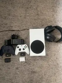 Xbox Series S with 2 remotes, charging dock, kraken Headphones
