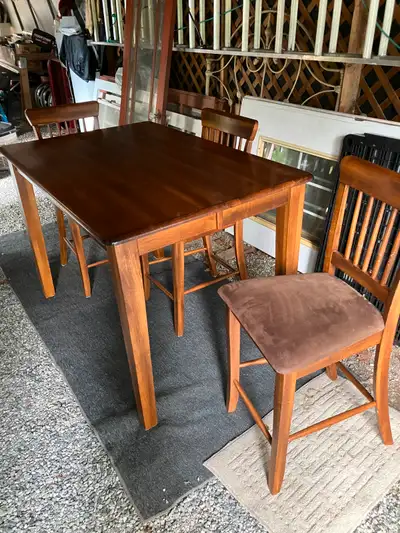 Bar height (36") kitchen table and 4 chairs., View more