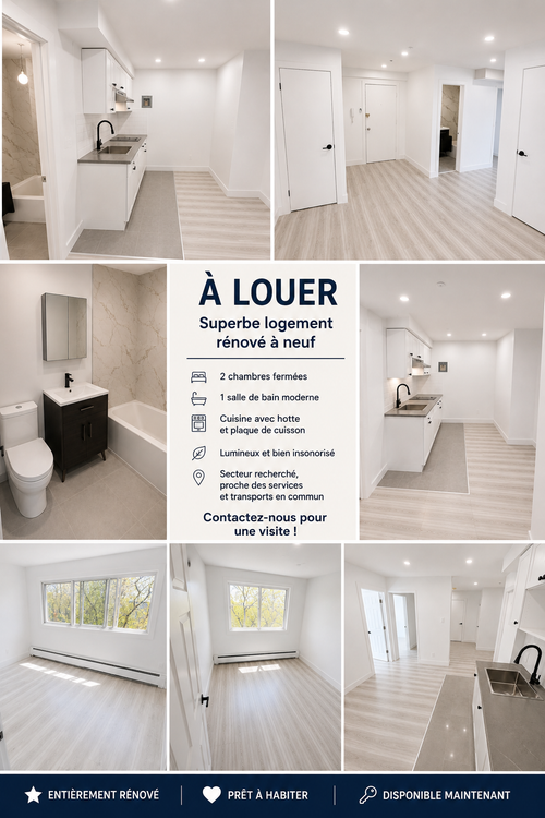 2 Beds 1 Bath - Apartment CA$1,300 · H4B 2W7 *** DISPONIBLE IMMÉDIATEMENT *** *** BAIL DE 1 AN À 130...