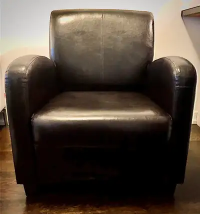 Modern dark brown faux leather accent chair, View more