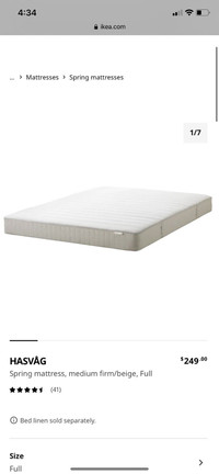 Ikea Hasvag queen spring mattress